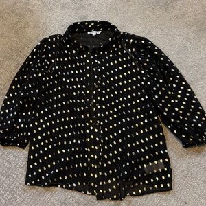 LAST CHANCE! Nanette Lepore Black Polka Dot 3/4 Sleeve Blouse